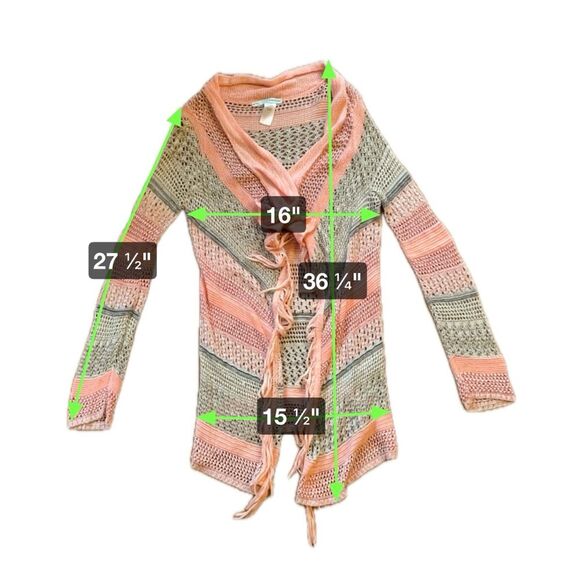 Maurices Tan Peach Striped Loose Crochet Cardigan Sweater Women’s Size XS - Picture 4 of 4